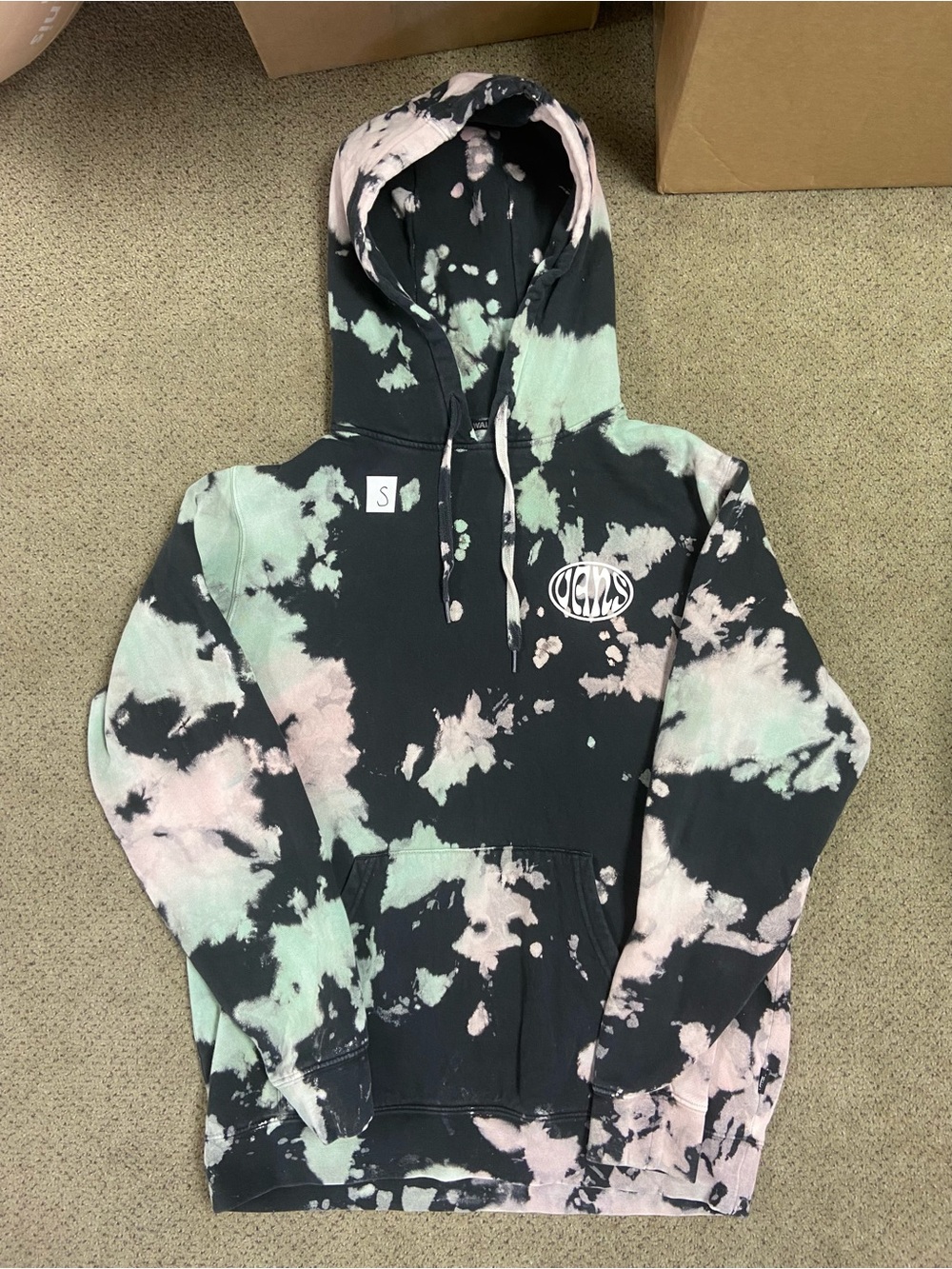 Vans Tie-Dye Hoodie in Black, Mint & Pale Pink